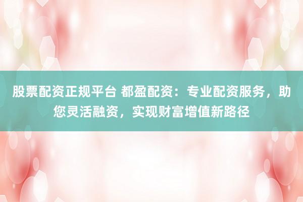 股票配资正规平台 都盈配资：专业配资服务，助您灵活融资，实现财富增值新路径
