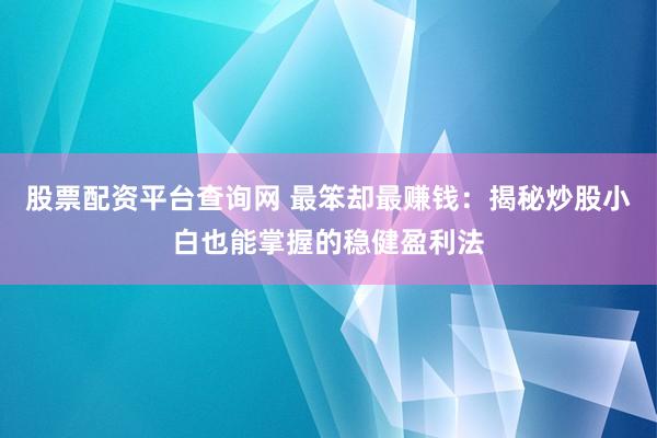 股票配资平台查询网 最笨却最赚钱：揭秘炒股小白也能掌握的稳健盈利法