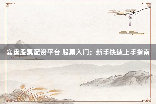 实盘股票配资平台 股票入门：新手快速上手指南