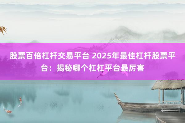 股票百倍杠杆交易平台 2025年最佳杠杆股票平台：揭秘哪个杠杠平台最厉害