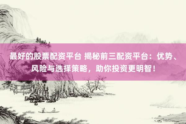 最好的股票配资平台 揭秘前三配资平台：优势、风险与选择策略，助你投资更明智！