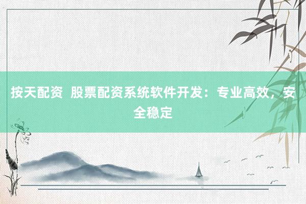 按天配资  股票配资系统软件开发：专业高效，安全稳定