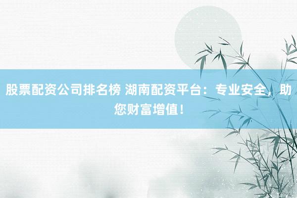 股票配资公司排名榜 湖南配资平台:专业安全,助您财富增值!