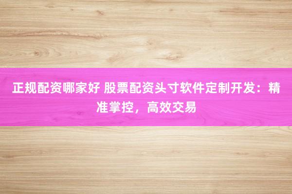 正规配资哪家好 股票配资头寸软件定制开发:精准掌控,高效交易