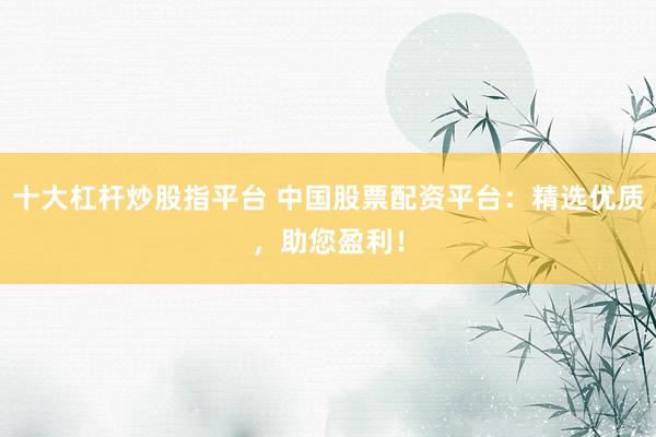 十大杠杆炒股指平台 中国股票配资平台:精选优质,助您盈利!