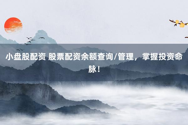 小盘股配资 股票配资余额查询/管理，掌握投资命脉！