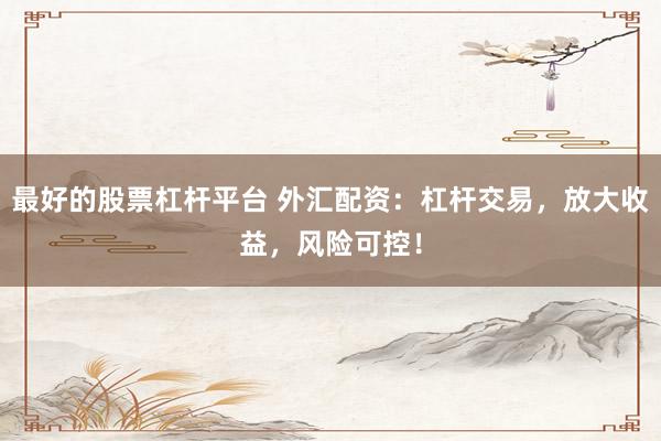 最好的股票杠杆平台 外汇配资：杠杆交易，放大收益，风险可控！